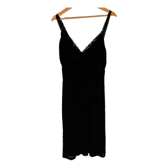 Vintage Bisou Bisou Ribbed lace Trim Bodycon Black Goth Dress Large - Picture 4 of 16